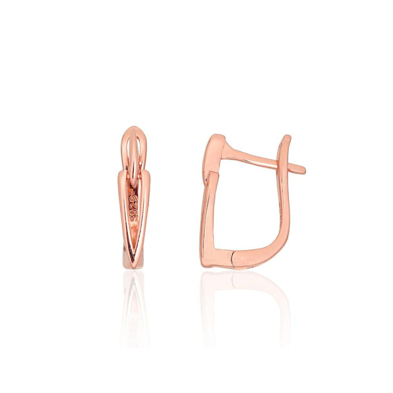 Sidabriniai auskarai ant cilindrinės spynos 2204165(PAu-R), Sidabras 925°, raudonas auksas (padengti)