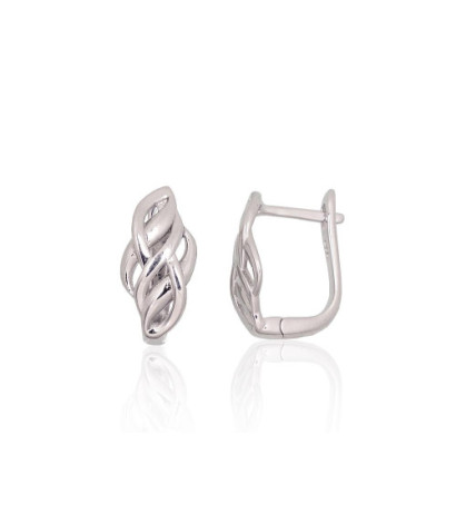 Silver earrings with 'english' lock 2204167(PRh-Gr), Silver 925°, Rhodium (Plating)