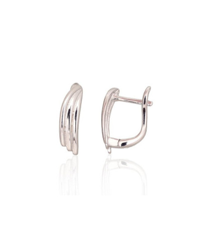 Silver earrings with 'english' lock 2204168(PRh-Gr), Silver 925°, Rhodium (Plating)