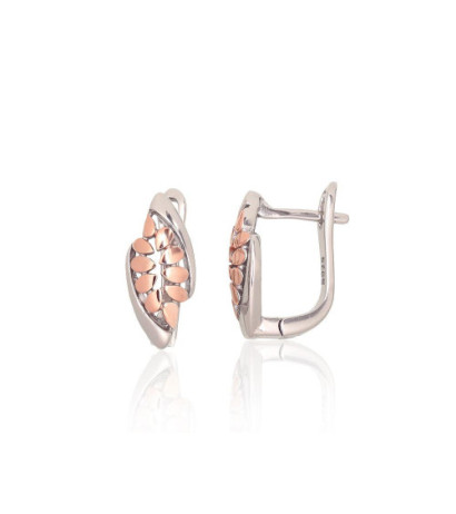 Silver earrings with 'english' lock 2204169(PRh-Gr+PAu-R), Silver 925°, red gold (Plating)/, Rhodium (Plating)