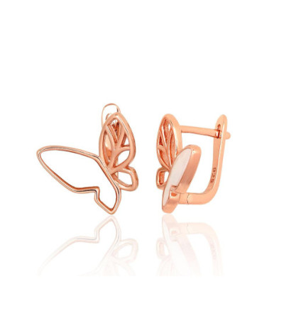 'Inglise' sulguriga hõbekõrverõngad 2204175(PAu-R)_PL, Hõbe 925°, punane kuld (kate), Pärlmutter