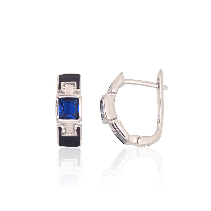 Sudraba auskari ar 'angļu' slēdzēju 2204186(PRh-Gr)_CZ-B+ML-BK, Sudrabs 925°, rodijs (pārklājums), Cirkoni ,