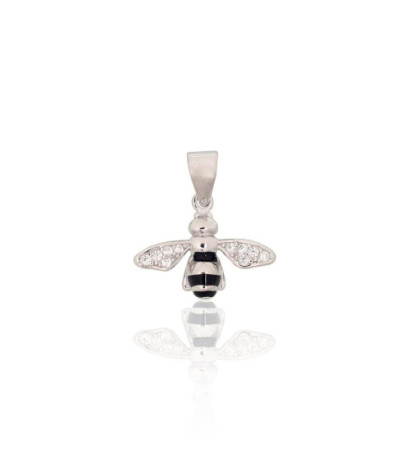 Silver pendant 2301999(PRh-Gr)_CZ+ML-BK, Silver 925°, Rhodium (Plating), Zirkons , Jewelery enamel