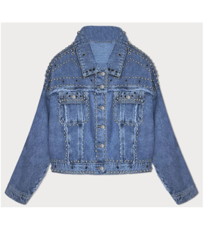 BLACK JEANS JACKET WITH COLLAR AND JEWELRY (L1815) striukė