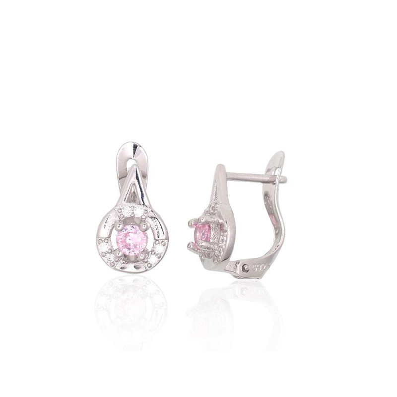 Sudraba auskari ar 'angļu' slēdzēju 2200789(PRh-Gr)_CZ+CZ-PI, Sudrabs 925°, rodijs (pārklājums), Cirkoni