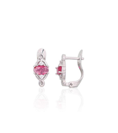 Silver earrings with 'english' lock 2201200(PRh-Gr)_CZ+CZ-RO, Silver 925°, Rhodium (Plating), Zirkons
