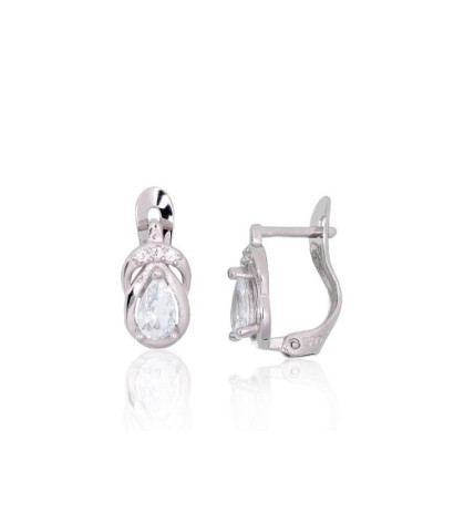 Silver earrings with 'english' lock 2201516(PRh-Gr)_CZ, Silver 925°, Rhodium (Plating), Zirkons