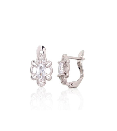 Sudraba auskari ar 'angļu' slēdzēju 2201788(PRh-Gr)_CZ, Sudrabs 925°, rodijs (pārklājums), Cirkoni