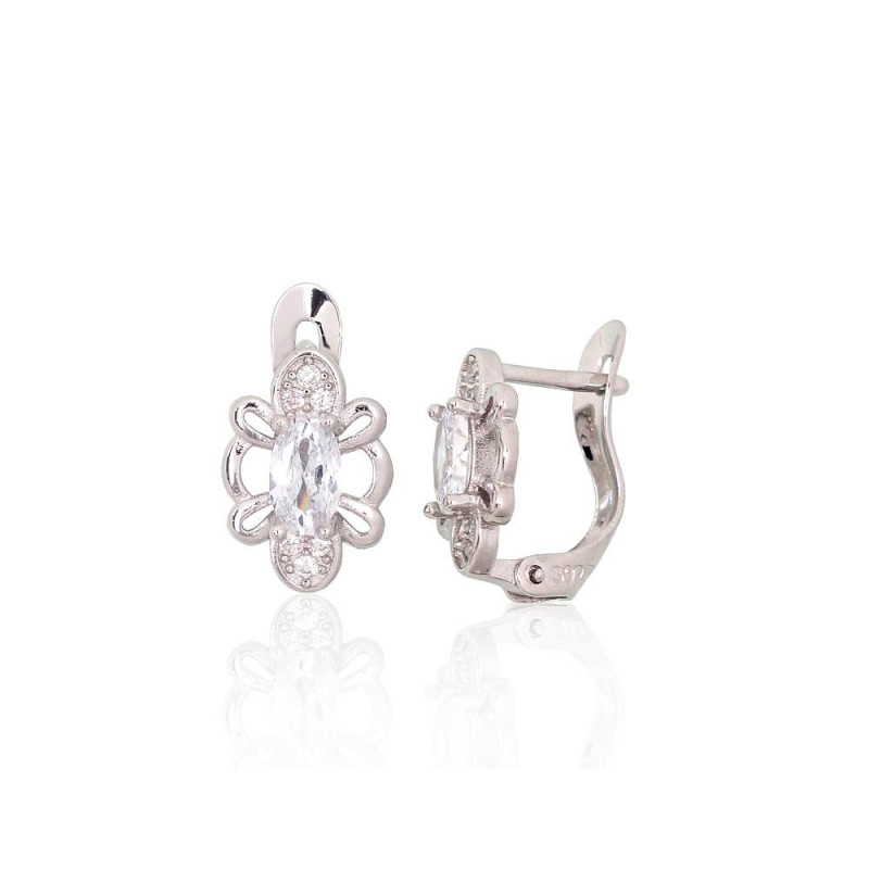 'Inglise' sulguriga hõbekõrverõngad 2201788(PRh-Gr)_CZ, Hõbe 925°, roodium (kate), Tsirkonid