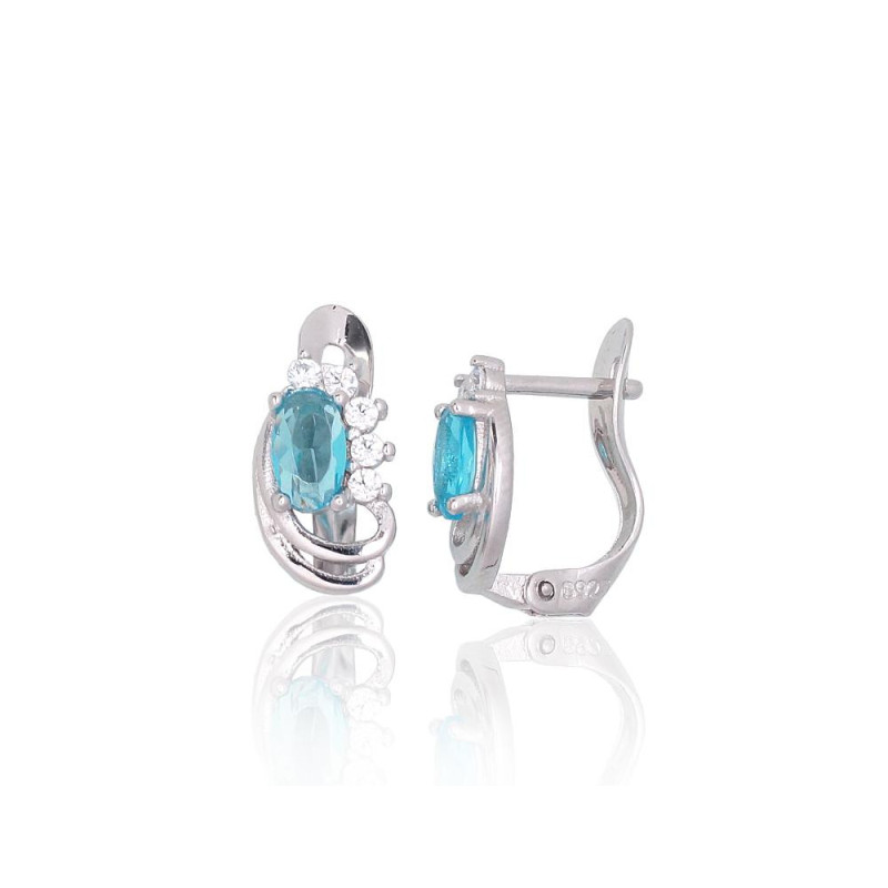 'Inglise' sulguriga hõbekõrverõngad 2201790(PRh-Gr)_CZ+CZ-AQ, Hõbe 925°, roodium (kate), Tsirkonid