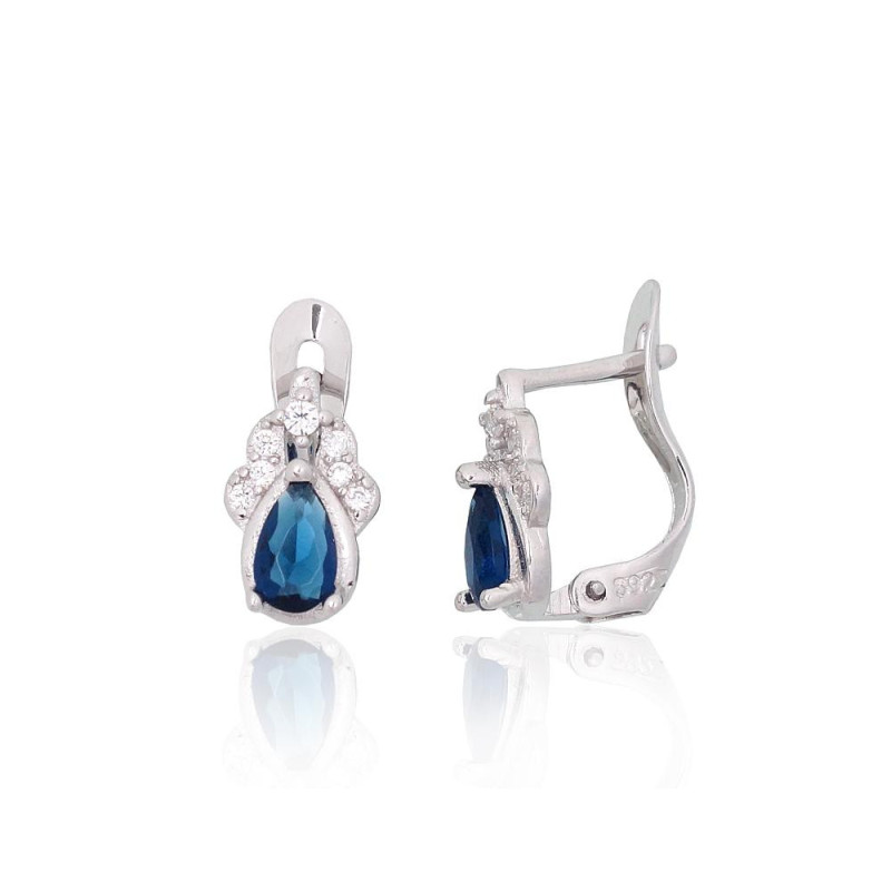 Sudraba auskari ar 'angļu' slēdzēju 2201791(PRh-Gr)_CZ+CZ-B, Sudrabs 925°, rodijs (pārklājums), Cirkoni