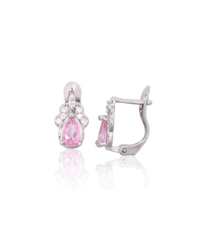 Sudraba auskari ar 'angļu' slēdzēju 2201791(PRh-Gr)_CZ+CZ-PI, Sudrabs 925°, rodijs (pārklājums), Cirkoni