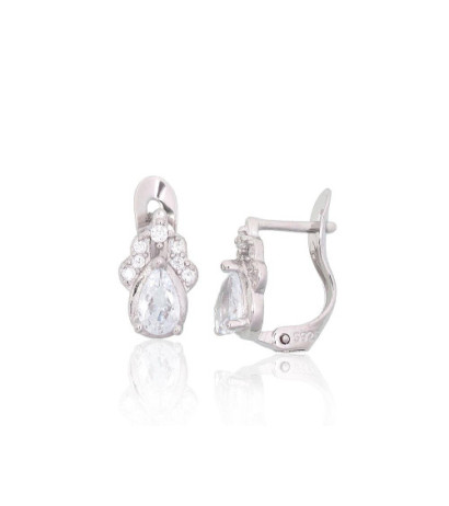 Sudraba auskari ar 'angļu' slēdzēju 2201791(PRh-Gr)_CZ, Sudrabs 925°, rodijs (pārklājums), Cirkoni