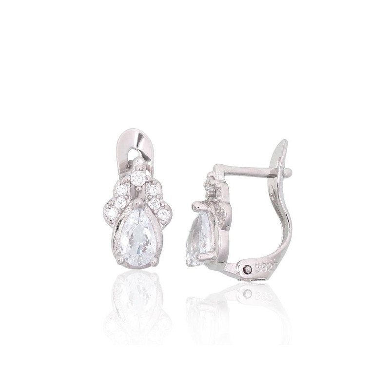 'Inglise' sulguriga hõbekõrverõngad 2201791(PRh-Gr)_CZ, Hõbe 925°, roodium (kate), Tsirkonid