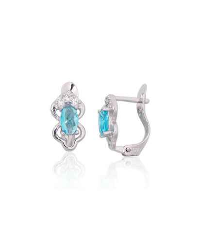 Sudraba auskari ar 'angļu' slēdzēju 2201793(PRh-Gr)_CZ+CZ-AQ, Sudrabs 925°, rodijs (pārklājums), Cirkoni