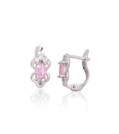 Sudraba auskari ar 'angļu' slēdzēju 2201793(PRh-Gr)_CZ+CZ-PI, Sudrabs 925°, rodijs (pārklājums), Cirkoni