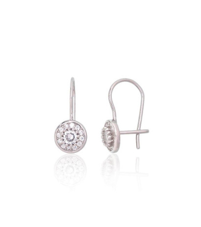 Silver hook earrings 2204131(PRh-Gr)_CZ, Silver 925°, Rhodium (Plating), Zirkons