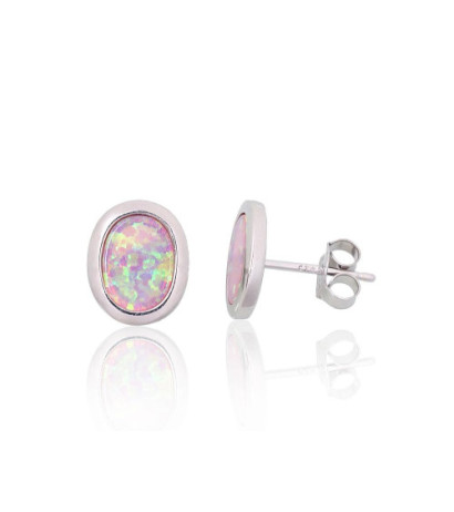 Silver stud earrings 2204145(PRh-Gr)_OP-PI, Silver 925°, Rhodium (Plating), Opalit