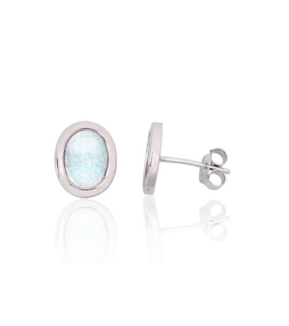 Silver stud earrings 2204145(PRh-Gr)_OP-W, Silver 925°, Rhodium (Plating), Opalit