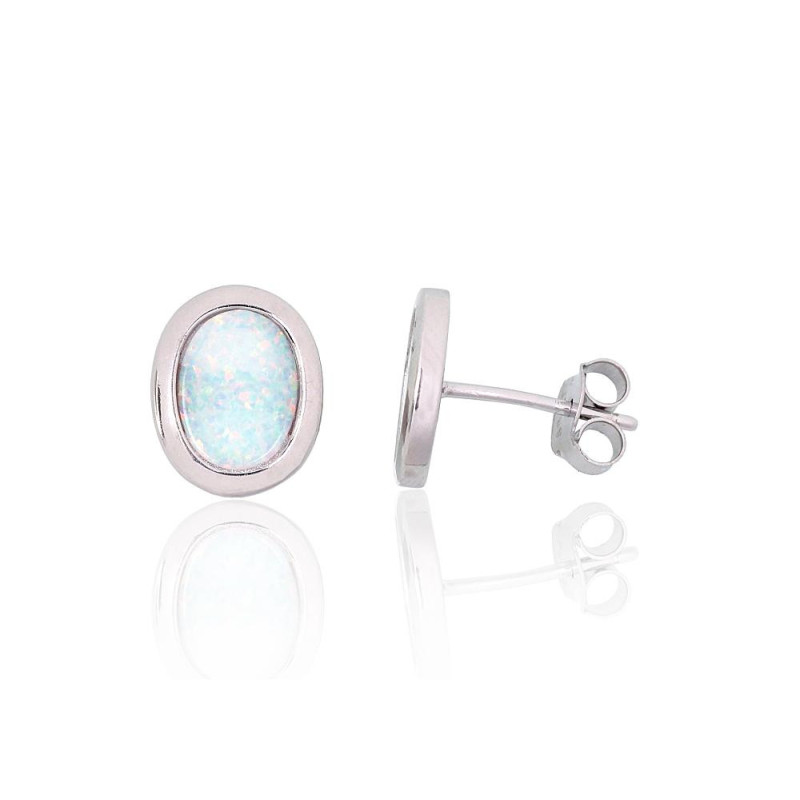 Silver stud earrings 2204145(PRh-Gr)_OP-W, Silver 925°, Rhodium (Plating), Opalit