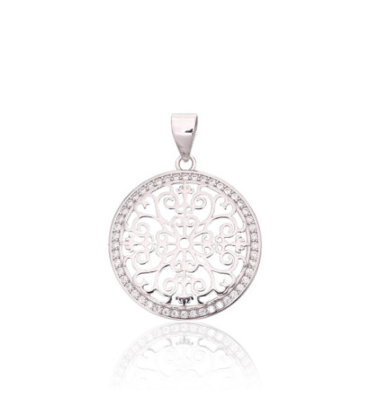 Silver pendant 2301994(PRh-Gr)_CZ, Silver 925°, Rhodium (Plating), Zirkons