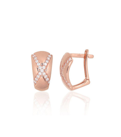 Zelta auskari ar 'angļu' slēdzēju 1201666(Au-R)_CZ, Sarkanais Zelts 585°, Cirkoni