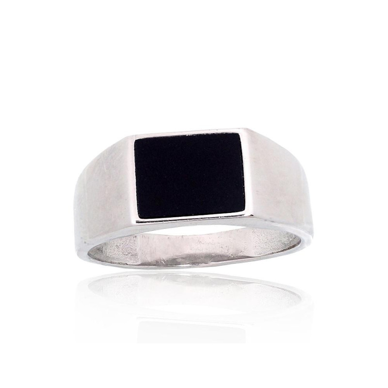 Silver ring 2101926(PRh-Gr)_ON, Silver 925°, Rhodium (Plating), Onix