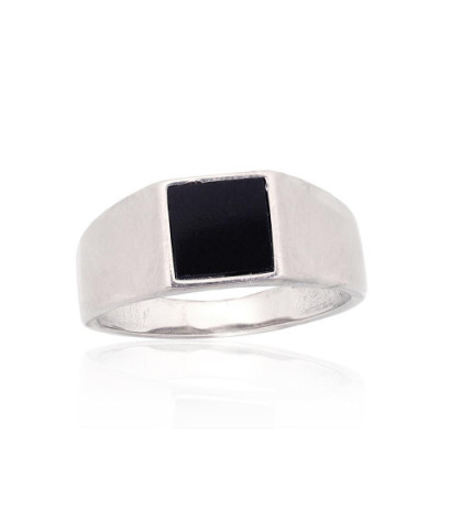 Silver ring 2101927(PRh-Gr)_ON, Silver 925°, Rhodium (Plating), Onix