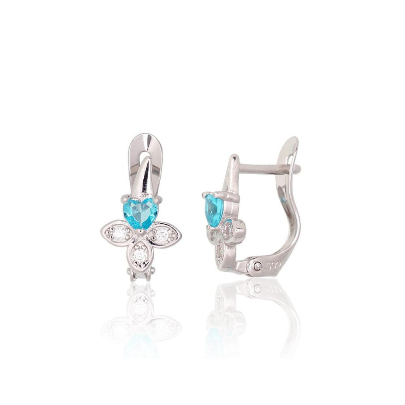 'Inglise' sulguriga hõbekõrverõngad 2200765(PRh-Gr)_CZ+CZ-AQ, Hõbe 925°, roodium (kate), Tsirkonid