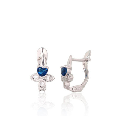 Sudraba auskari ar 'angļu' slēdzēju 2200765(PRh-Gr)_CZ+CZ-B, Sudrabs 925°, rodijs (pārklājums), Cirkoni