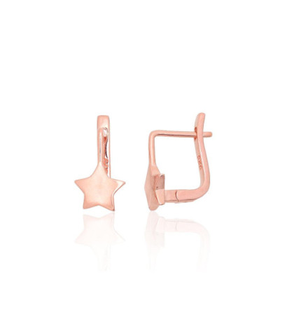 Silver earrings with 'english' lock 2204082(PAu-R), Silver 925°, red gold (Plating)