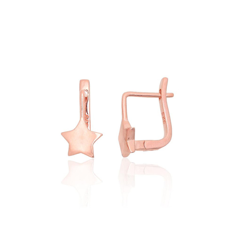 Sidabriniai auskarai ant cilindrinės spynos 2204082(PAu-R), Sidabras 925°, raudonas auksas (padengti)