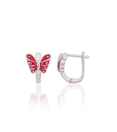 Sudraba auskari ar 'angļu' slēdzēju 2204095(PRh-Gr)_ML-R, Sudrabs 925°, rodijs (pārklājums), Juvelieru emalja