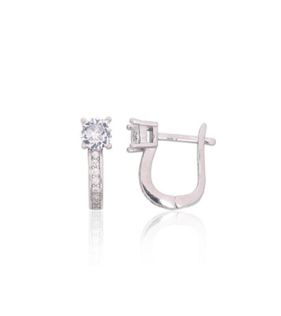 Sidabriniai auskarai ant cilindrinės spynos 2204108(PRh-Gr)_CZ, Sidabras 925°, rodis (padengti), Cirkonai