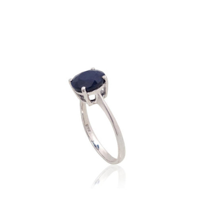 Silver ring 2101899(PRh-Gr)_SA, Silver 925°, Rhodium (Plating), Sapphire