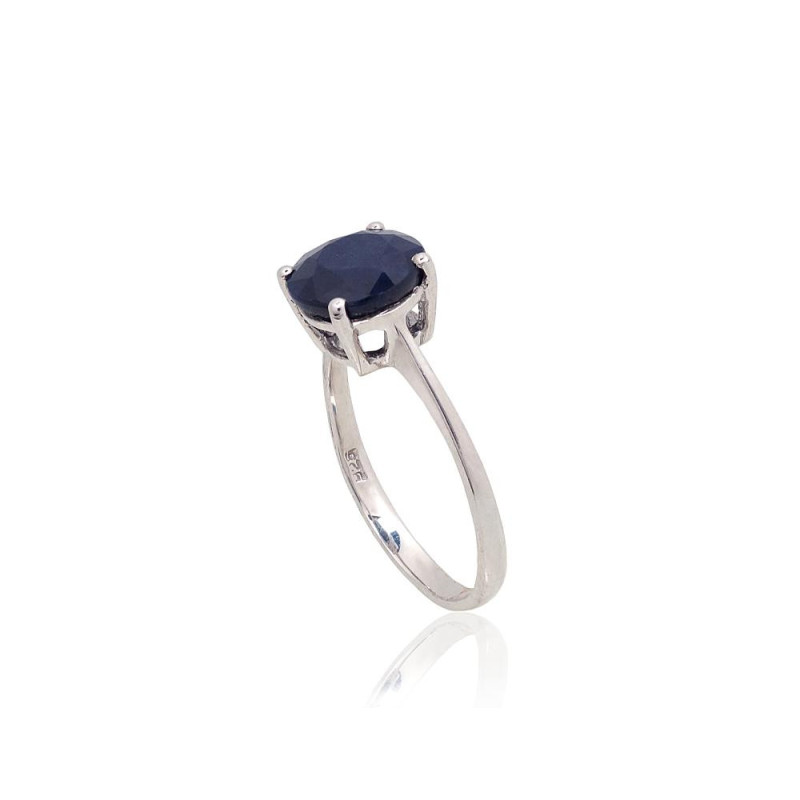 Silver ring 2101899(PRh-Gr)_SA, Silver 925°, Rhodium (Plating), Sapphire