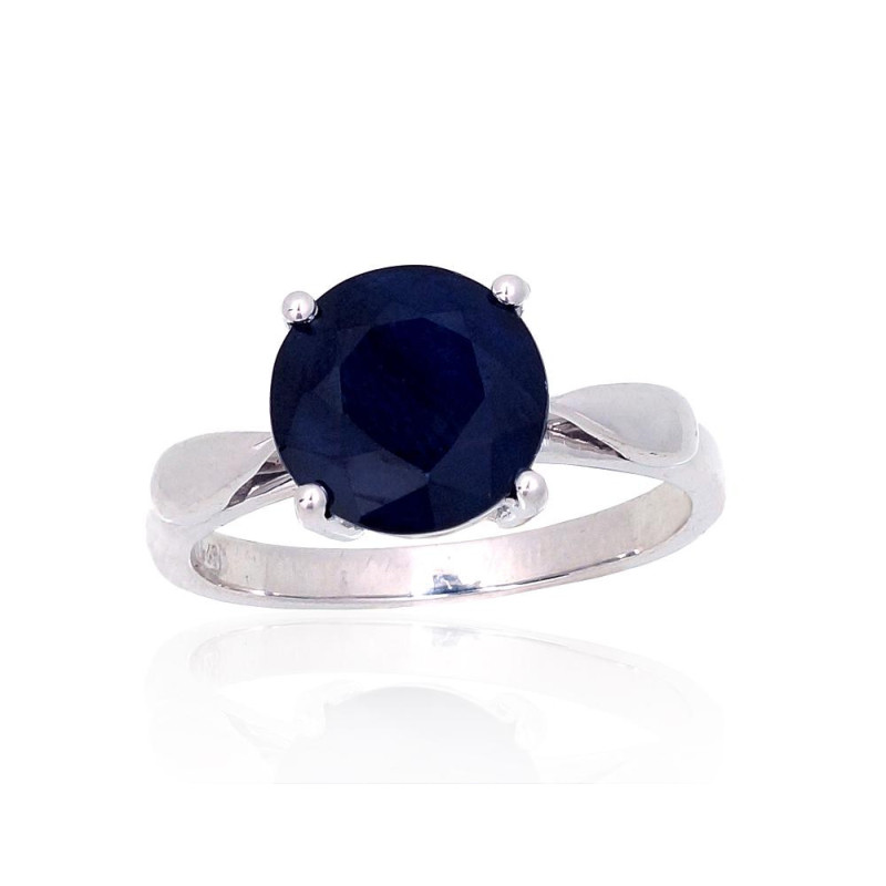 Silver ring 2101901(PRh-Gr)_SA, Silver 925°, Rhodium (Plating), Sapphire