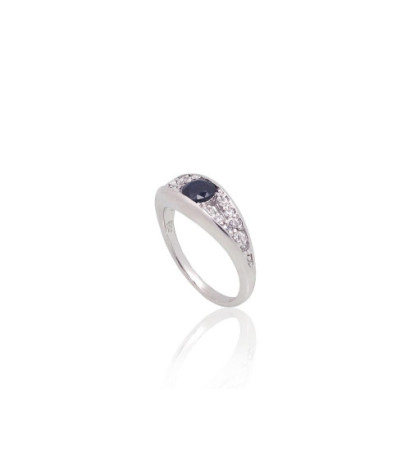 Silver ring 2101909(PRh-Gr)_CZ+SA, Silver 925°, Rhodium (Plating), Zirkons , Sapphire