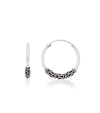 Silver earrings-rings 2204007(POx-Bk), Silver 925°, oxide (Plating)