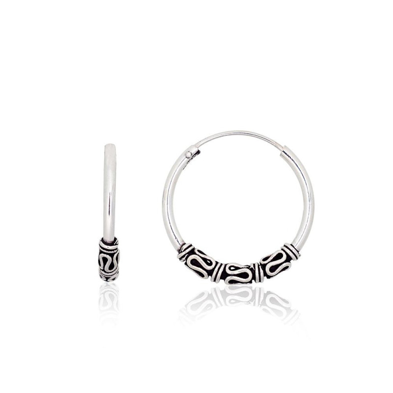 Silver earrings-rings 2204007(POx-Bk), Silver 925°, oxide (Plating)