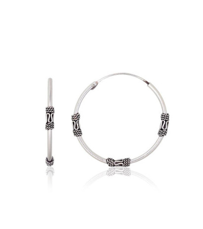 Silver earrings-rings 2204009(POx-Bk), Silver 925°, oxide (Plating)