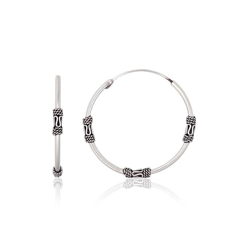 Sudraba auskari-riņķīši 2204009(POx-Bk), Sudrabs 925°, oksids (pārklājums)