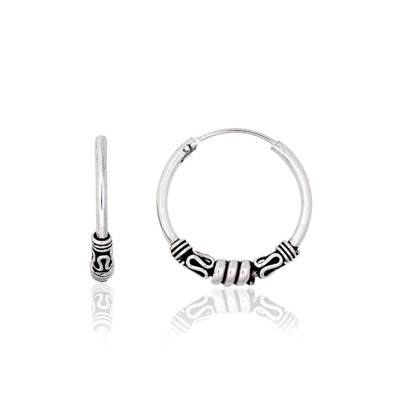 Sidabriniai auskarai –žiedai 2204012(POx-Bk), Sidabras 925°, oksidas (padengti)