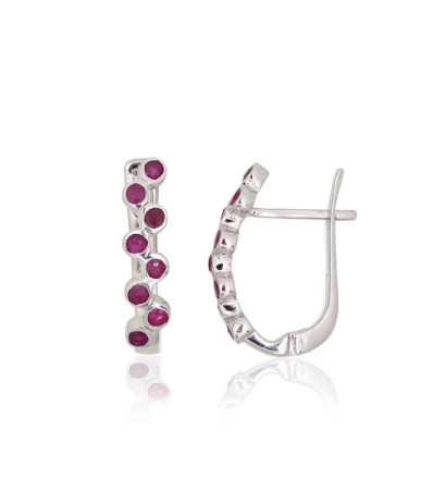 Silver earrings 2204016(PRh-Gr)_RB, Silver 925°, Rhodium (Plating), Ruby