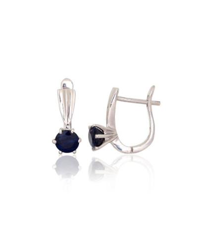 Silver earrings 2204019(PRh-Gr)_SA, Silver 925°, Rhodium (Plating), Sapphire