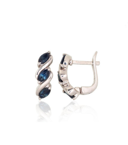 Sudraba auskari 2204023(PRh-Gr)_SA, Sudrabs 925°, rodijs (pārklājums), Safīrs