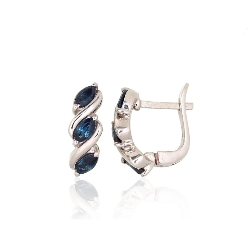 Sudraba auskari 2204023(PRh-Gr)_SA, Sudrabs 925°, rodijs (pārklājums), Safīrs
