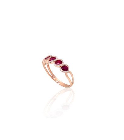 Gold ring 1101169(Au-R)_DI+RB, Red Gold 585°, Diamonds , Ruby