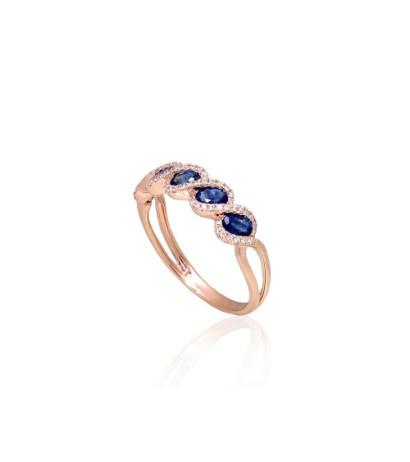 Gold ring 1101169(Au-R)_DI+SA, Red Gold 585°, Diamonds , Sapphire