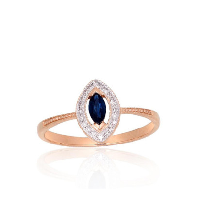 Gold ring 1101172(Au-R+PRh-W)_DI+SA, Red Gold 585°, Rhodium (Plating) , Diamonds , Sapphire